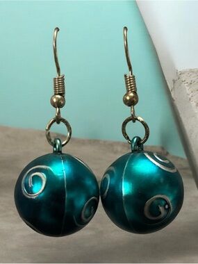 Teal Swirl Drop Earrings - Women Jewelry